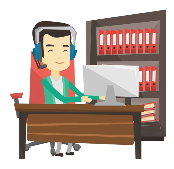 Man playing computer game vector illustration. — Stock Vector