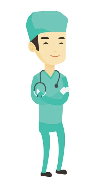 Young confident surgeon with arms crossed. — Stock Vector