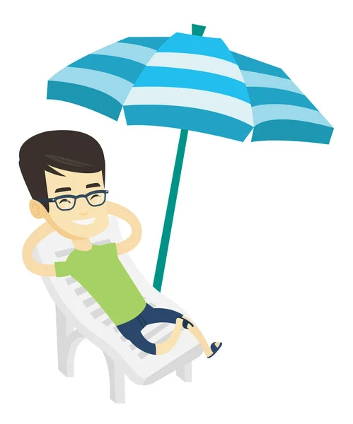 Uomo rilassante sulla sedia da spiaggia vettoriale illustrazione . — Vettoriale Stock