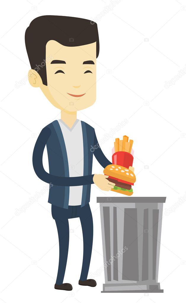 Man throwing junk food vector illustration.