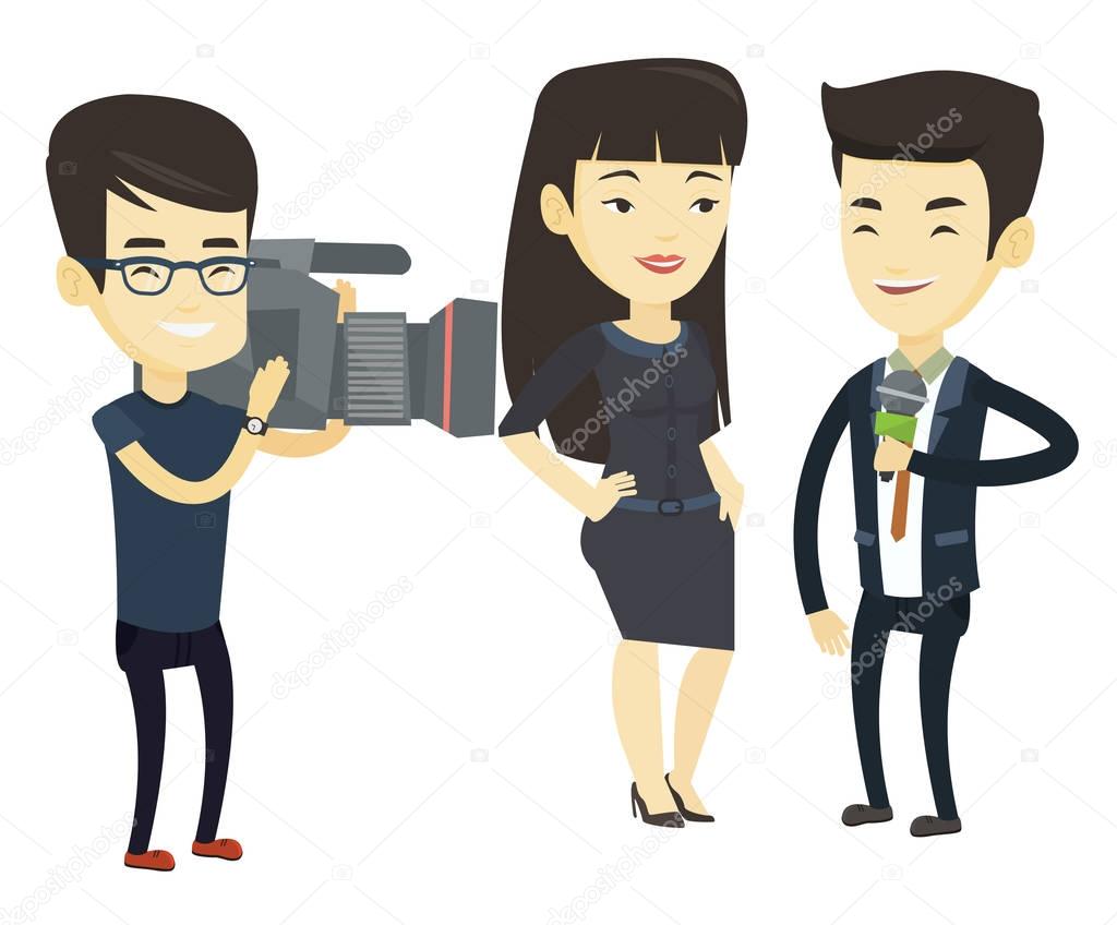 TV interview vector illustration.