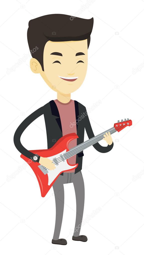 Man playing electric guitar vector illustration.