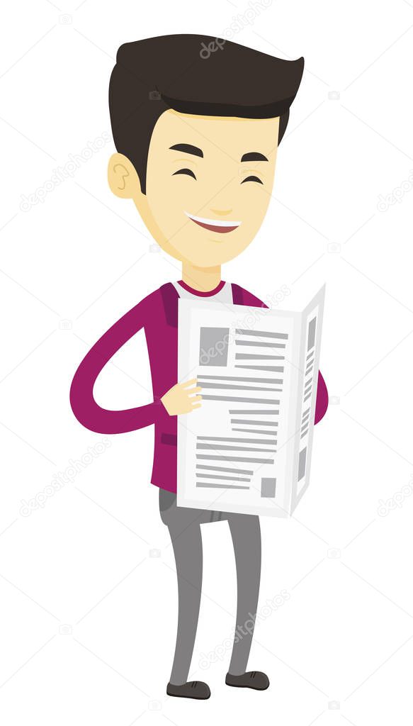 Man reading newspaper vector illustration.