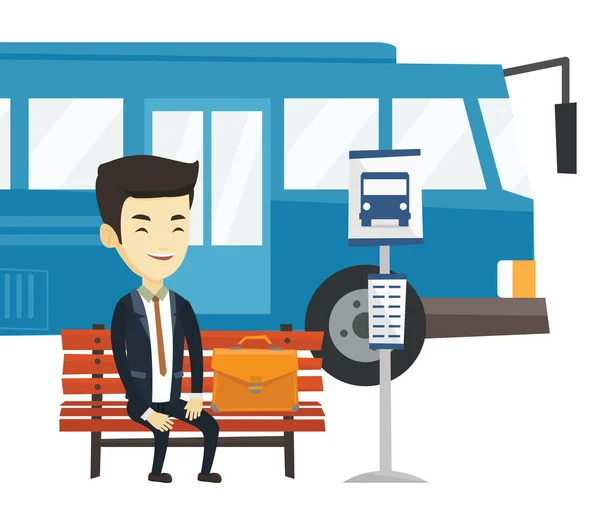 Business man waiting at the bus stop. — Stock Vector