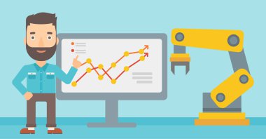 İş adamı ve iş sunu robot