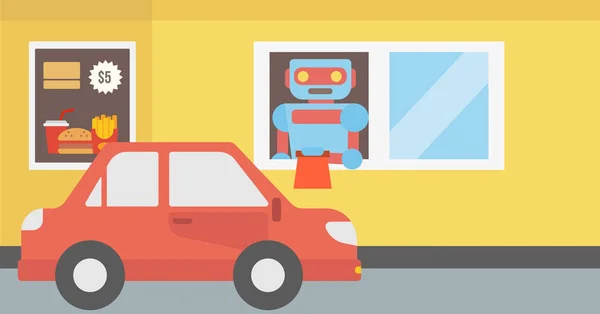 Robot travaille dans un fast-food . — Image vectorielle