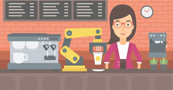 Robot parzenia kawy dla klienta w coffee shop. — Wektor stockowy