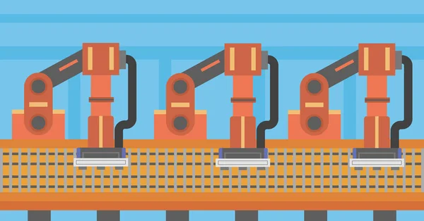 Cinta transportadora robótica automatizada . — Vector de stock