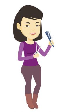 Tarak ve makas elinde tutan Kuaför.