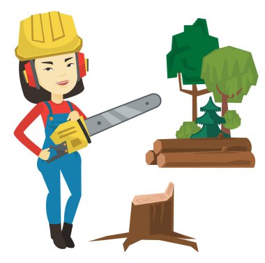 Oduncu chainsaw vektör çizim ile.