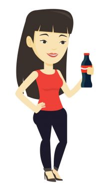 Genç kadın soda vektör çizim içme.
