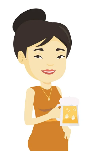 Mujer bebiendo cerveza vector ilustración . — Archivo Imágenes Vectoriales