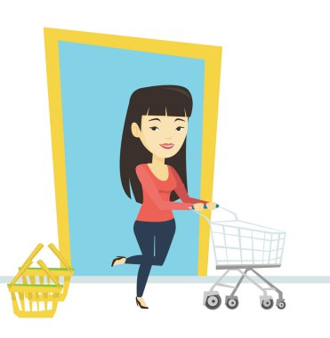 Dükkana ile arabası çalışan müşteri.