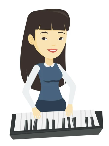 Žena hrající klavír vektorové ilustrace. — Stockový vektor