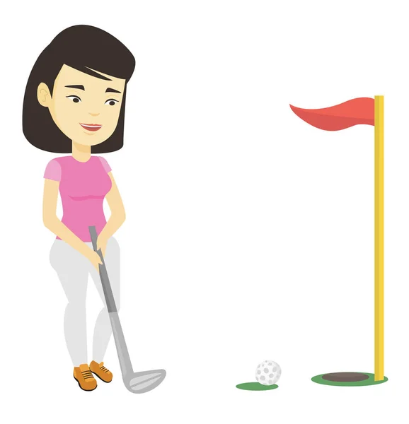 Golfer schlägt den Ball Vektor Illustration. — Stockvektor