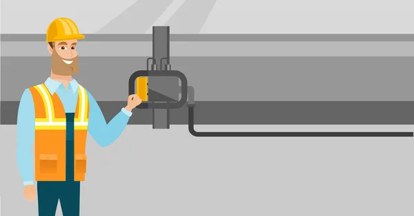 Detector de verificação de operador em gasoduto . —  Vetores de Stock