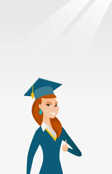 Graduate giving thumb up vector illustration. — Stock Vector