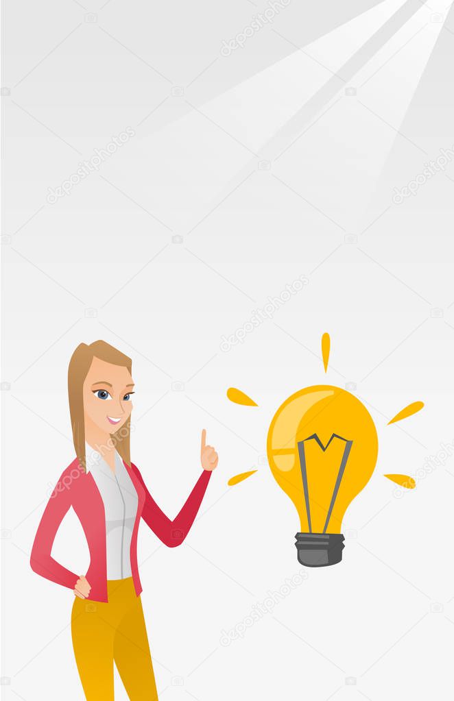 Student pointing at idea bulb vector illustration