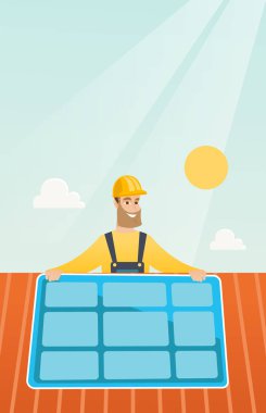 teknisyen yükleme güneş paneli.