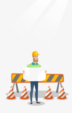 Bir plan vektör çizim izlerken mühendisi.