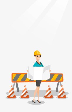 Bir plan vektör çizim izlerken mühendisi.