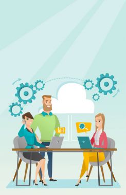 İş karşılaşma içinde office vektör çizim.