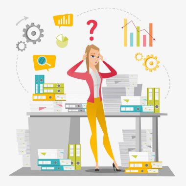 PaperWork ile aşırı iş kadını.