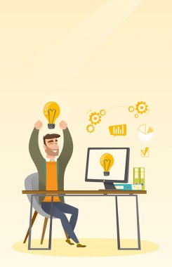 İş fikri olan yaratıcı heyecanlı işadamı.