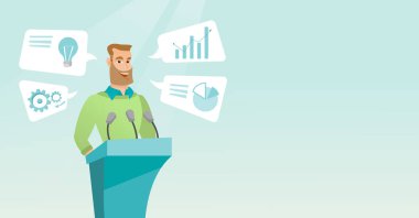 İş seminerde konuşma işadamı.