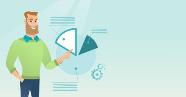 Pasta grafik işaret eden işadamı.