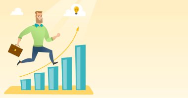 Büyüme grafik çalışan iş adamı.