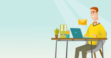 Alma veya e-posta göndererek iş adamı.