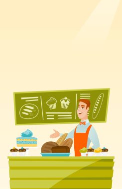 Ekmek tezgahın arkasında, işçi.