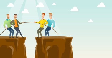 İş adamları ip çekerek iki grup.