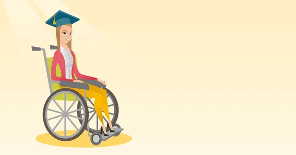 Afstuderen zittend in de rolstoel vectorillustratie — Stockvector