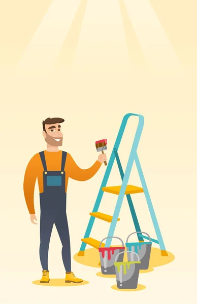 Painter with paint brush vector illustration. — Stock Vector