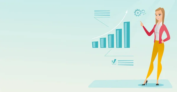 Sikeres üzletasszony mutatva diagram. — Stock Vector