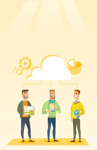 Businessmen and cloud computing technologies. — Stock Vector