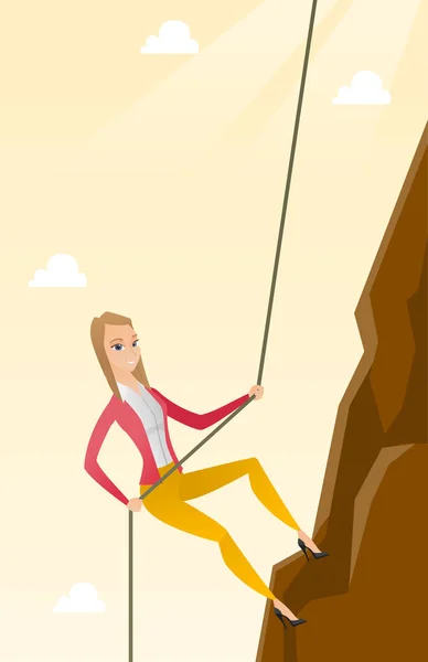 Бізнес-леді сходження на гору . — стоковий вектор
