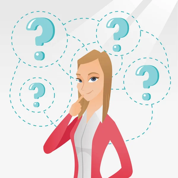 Young business woman thinking vector illustration. — Stock Vector