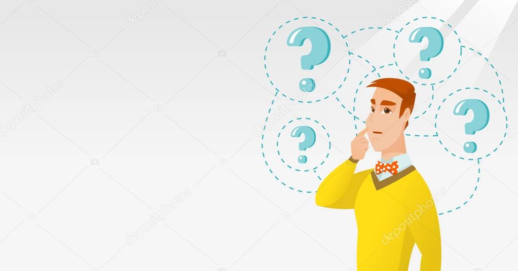 Young business man thinking vector illustration.