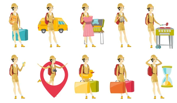 Vector set with traveler characters. — Stock Vector