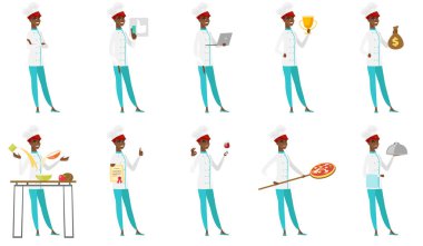 Şef pişirici karakter kümesi vektör.