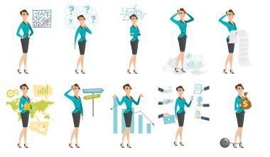 Vektör çizimleri ile iş adamları ayarla.