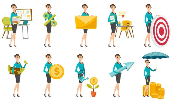 Vector set of illustrations with business people. — Stock Vector