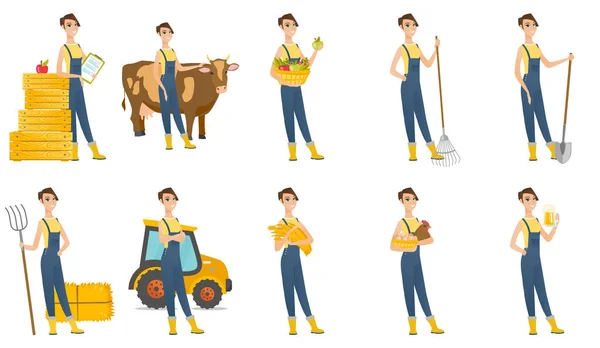 Vector set of illustrations with farmer characters — Stock Vector