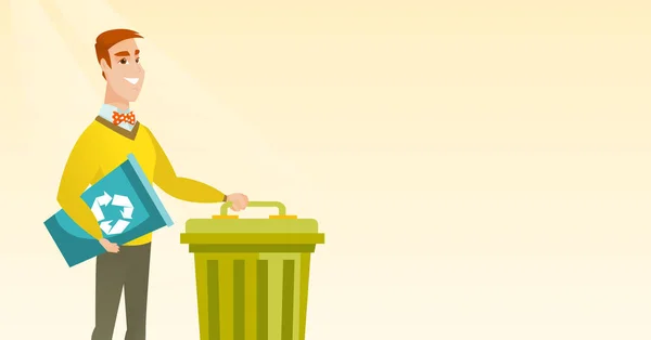 Ο άνθρωπος με recycle bin και σκουπίδια μπορεί να. — Διανυσματικό Αρχείο