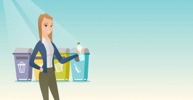 Plastik şişe atmadan kadın.