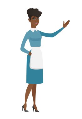 Afrika süpürge bir şeye el ile işaret.