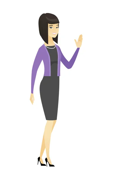 Young asian business woman waving her hand. — Stock Vector